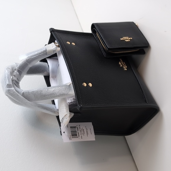 Coach CO971 + C2862 Leather Dempsey Tote & Snap Wallet Gold/ Black - Picture 6 of 15